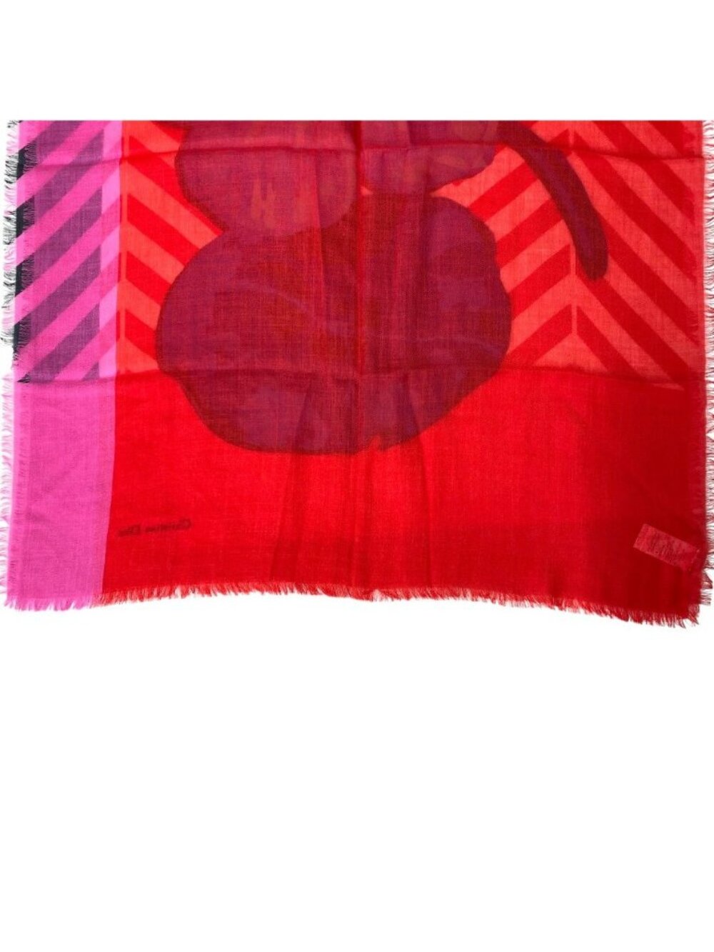 Dior Scarf Shawl Large Flower Red Cashmere Coordination Arrangement Neck Cover - Picture 7 of 10
